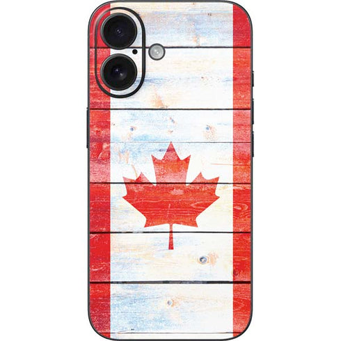 Canada Flag Light Wood iPhone 16 Skin